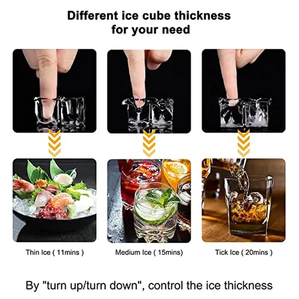 Commercial Ice Maker Machine 160LBS/24H with 35LBS Storage Bin LCD Display Panel Clear Ice Cubes 11-20 Mins Stainless Steel Body 5
