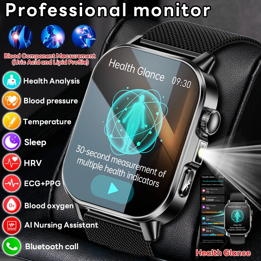 2026 Health Smart Watch – ECG + PPG Heart Rate Monitor, Blood Oxygen, Bluetooth Call, Fitness Tracker Smartwatch for Men & Women 1