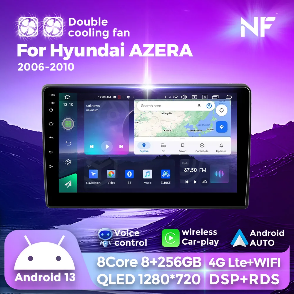 

9INCH QLED Android13 2DIN Car Radio For Hyundai Azera Grandeur TG 2005-2011 Auto Stereo GPS Navigation Multimedia Carplay Player