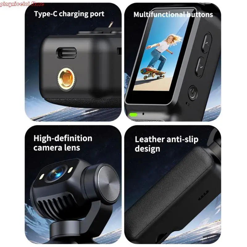 4K 블로깅 카메라 휴대용 비디오 캠코더 안정화 Wifi 야외 E8BA용 LCD 화면이 있는 180도 회전식 렌즈