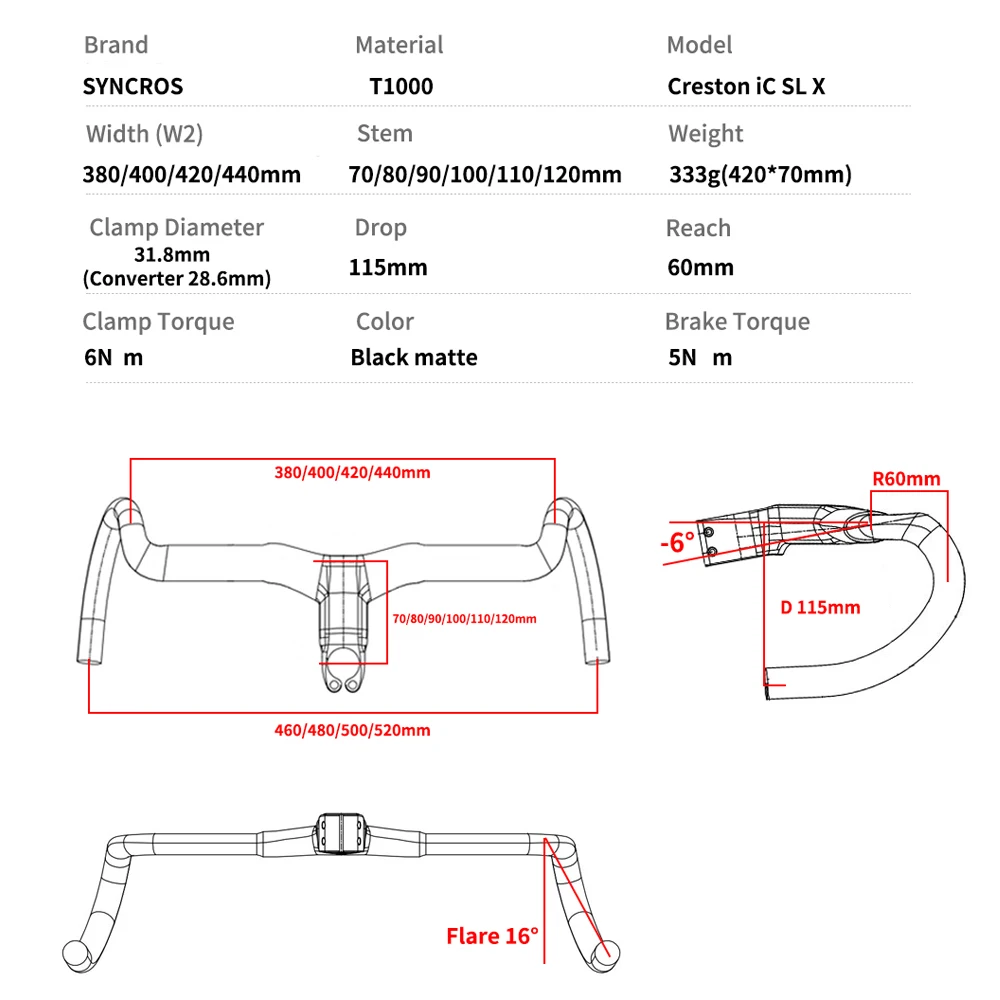 Bicycle Accessories Bicycle Handlebar Syncros Creston IC Sl X Full Internal Cable Routing Road Bicycle Handlebar T1000 Carbon Gravel Integrated Cockpit DI2 With Mount