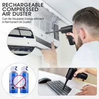2 in 1 Air Duster Vaccum Cleaner Portable Dust Blower Handheld Rechargeable Large Capacity For PC Laptop Car Clean Keyboard 3