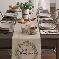 Easter He Is Risen Linen Table Runner Wedding Decoration Spring Dining   Farmhouse Theme Gathering Party 2