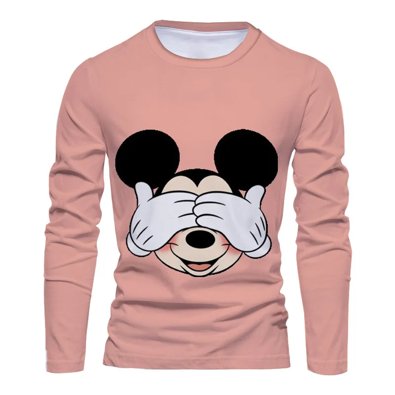 

Fall New Harajuku Streetwear Disney Brand Stitch and Mickey Anime 3D Printed Casual Trend Men's Round Neck Long Sleeve T Shirt
