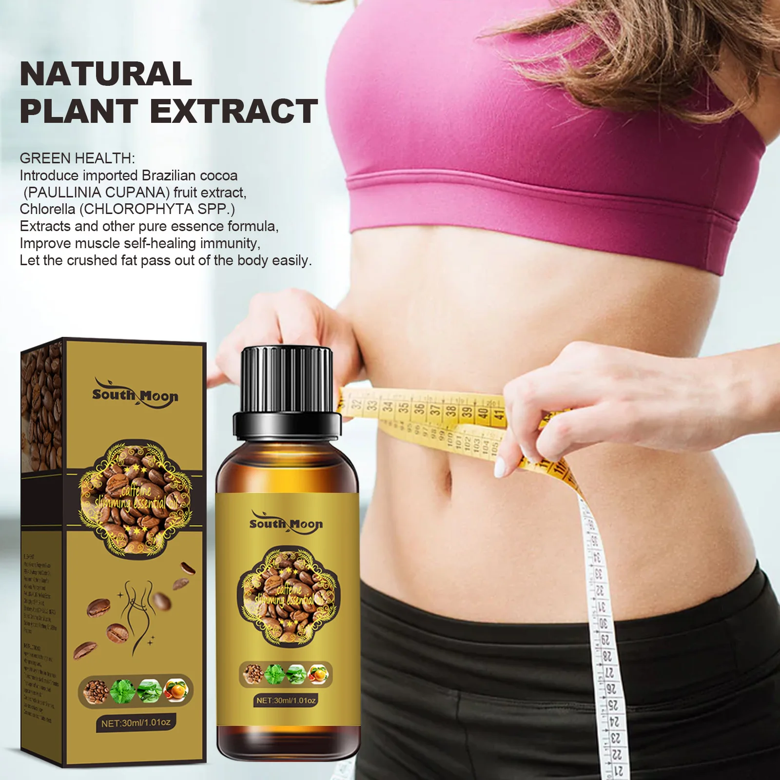 Coffee body contouring essential oil, firm belly, thighs, slimming body, body spa massage essential oil