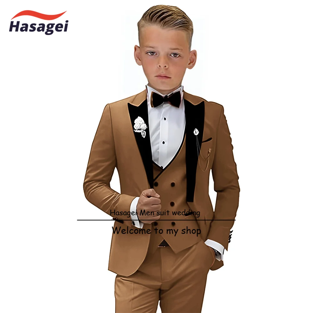 Beige Suit for Boys Wedding Tuxedo 3-Piece Formal Party Performance Wear for Kids 2-16 Years Old Blazer boys formal suit set