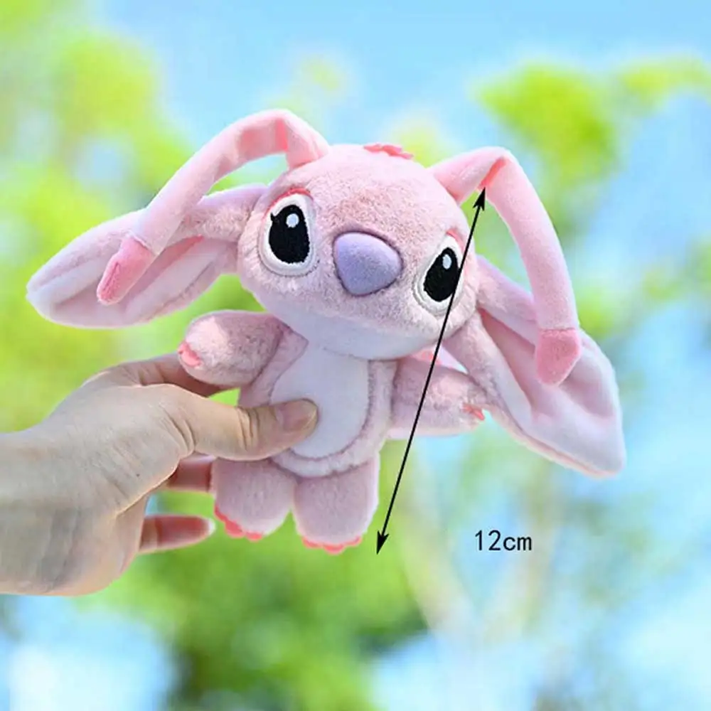 16CM Disney Kawaii Stitch Plush Keychain Toy Lovely Lilo & Stitch Doll  Angel Plushies Cute Stuffed Movie Anime Bag Pendant Gift