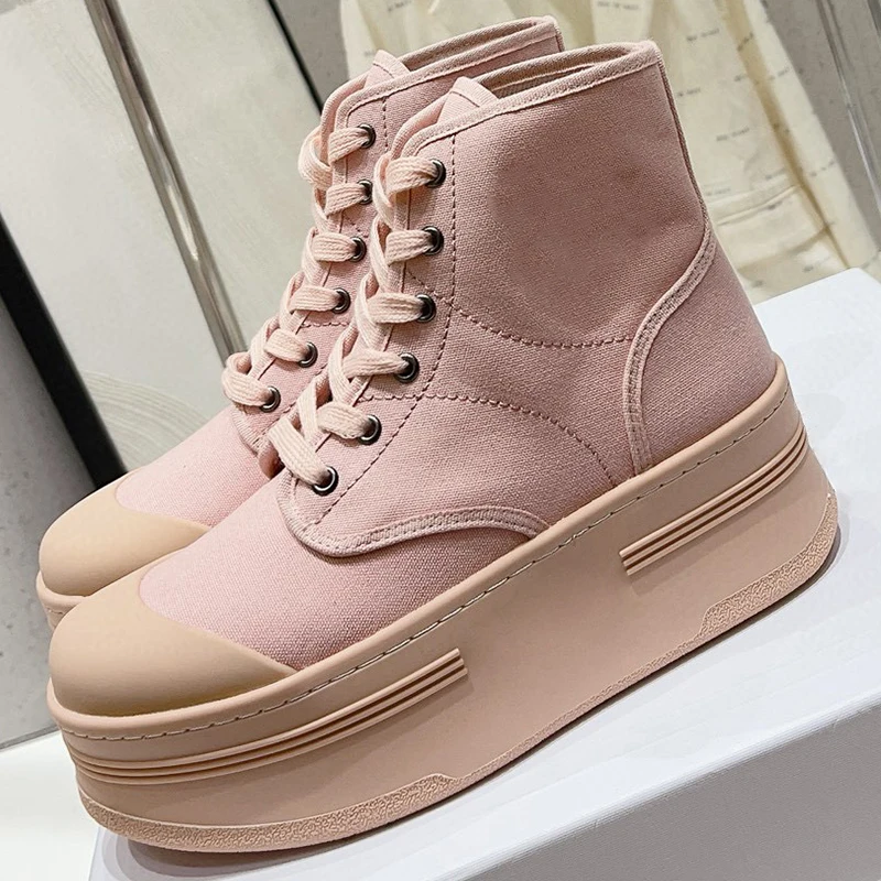

Ladies High Top Loafers Autumn New Full Of Design Sense Thick Bottom Casual Shoes Height Increasing Lace-up Female Leisure Shoes