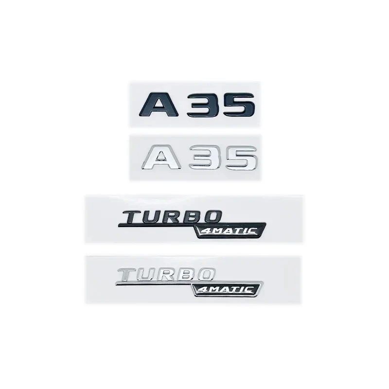 메르세데스 벤츠 A35 터보 4MATIC 엠블럼 - 실버 블랙 레터링, W176 W177 차량 펜더 트렁크 리어용 고품질 로고 스티커