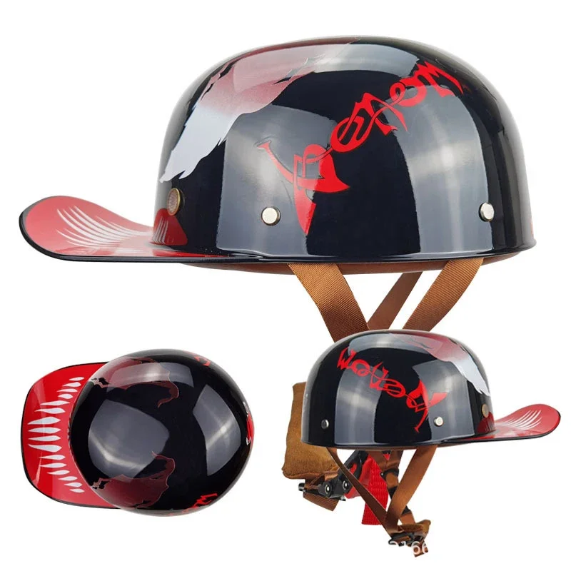 

Electric Scooter Motocycle Helmet Personality Retro Baseball Cap for Harley Duck Tongue Bucktail Scoop Fashion Half Helmet