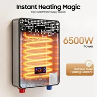 Chauffe-eau instantané pour douche 220V, mini chauffe-eau électrique avec douchette, appareil sous évier pour cuisines et salles de bain, 6500W, noir 2