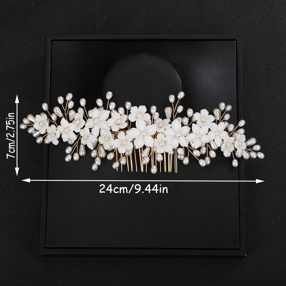 Hair Accessories Bridal Hair Accessories Trendy Birde Hair Accessories Wedding Head Jewelry White Ceramic Flower Gril Headdresses For Women Bridal Hair Comb Headpieces