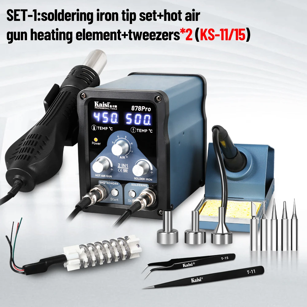 Kaisi 878Pro 700W Soldering Station 2 in 1 Hot Air Gun Solder Station Sleep Mode Electronics Soldering Iron Tools SMD BGA Rework 3