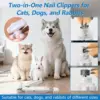 2-in-1 Led Cat Dog Nail Clipper & Nail Grinder with Lights,Rechargeable Pet Nail Trimmers with Nail File,Protective Guard,Quick 5