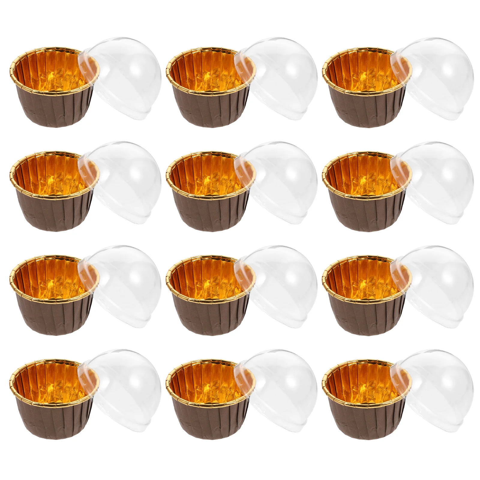 

Healvian Brown Cupcake Liners 100Pcs Foil Cupcake Liners Dome Lids Disposable Muffin Tin Cupcake Cups Individual Bakery
