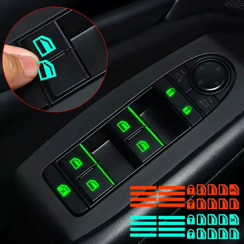 Luminoso Car Door Window Lift Window Button Sticker Per Vw Volkswagen Polo Golf Passat Beetle Caddy T5 Up Eos Tiguan Skoda A5