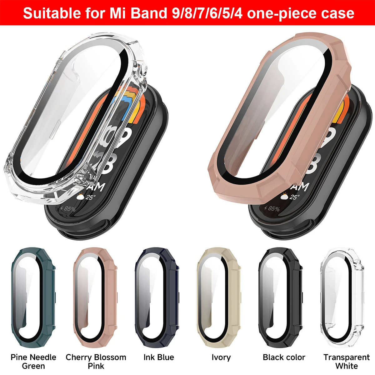 Tempered glass + Case for Xiaomi mi band 9/8/7 PC bumper screen protector smartwatch miband 6/5/4 HD film + Cover on smart band 8 watch screen protector case watch cover watch protective case watch case watch protective cover watch screen protector