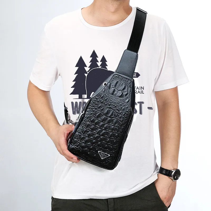 Men's Large Capacity Chest Bag for Business Travel Portable Shoulder Bag Casual Versatile Male Bag