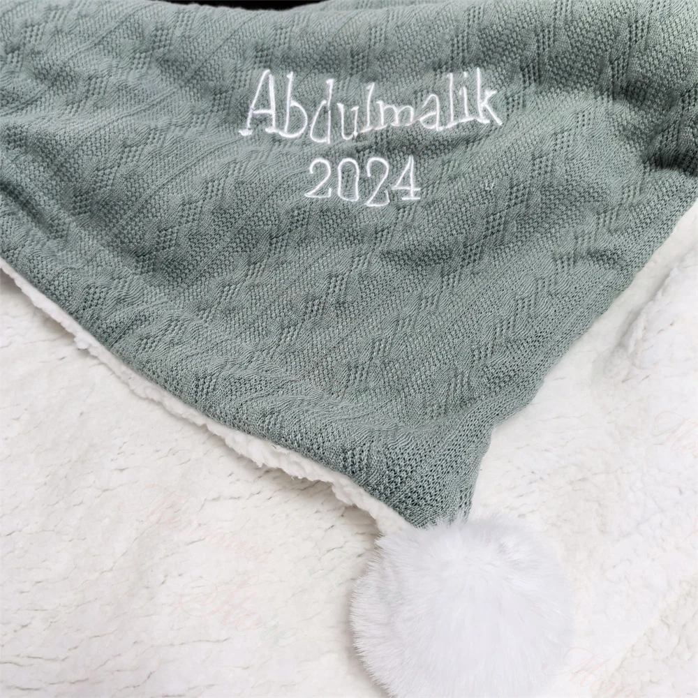 

New 2024 Baby Winter Knitted Soft Blanket Personalized Name Children's Lamb Nap Blanket Custom Embroidery Baby Stroller Blankets