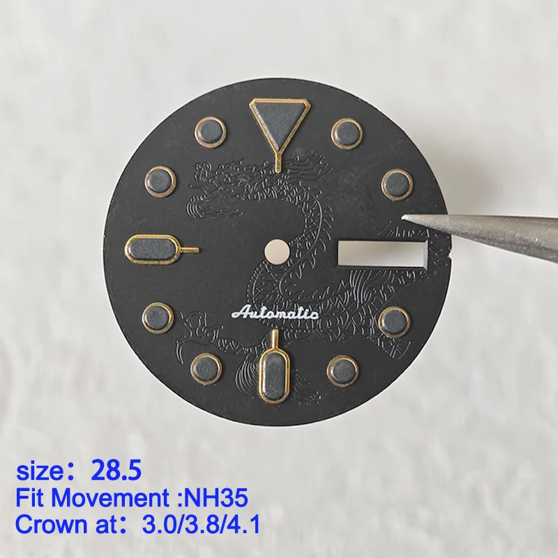 Elegant 28.5mm Men's Watch Dial with Japanese Movement Compatibility