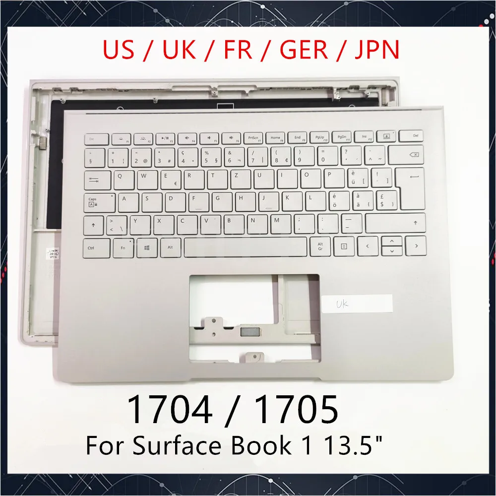 

Оригинальный 13,5 "Чехол для подставки для клавиатуры Microsoft Surface Book 1 1704 1705, с подсветкой, для США, Великобритании, Франции, GER, Япония, б/у, протестирован