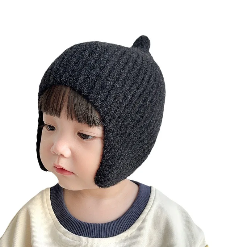 Autumn Winter Knitsuit Boy Girl Children Candy Color Solid Casual Knitted Hat Baby Warm Soft Cotton Cap Kid Fashion Kniting Caps