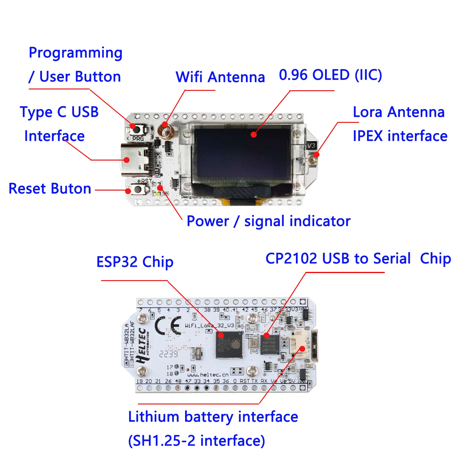 2 nastaví lora 32 V3 síťový uzel rozvoj nasednout HTIT-WB32LA_V3 lora32 SX1262 WIFI BLE lora 0.96 OLED displej souprava 868mhz 915mhz anebo pouzdro