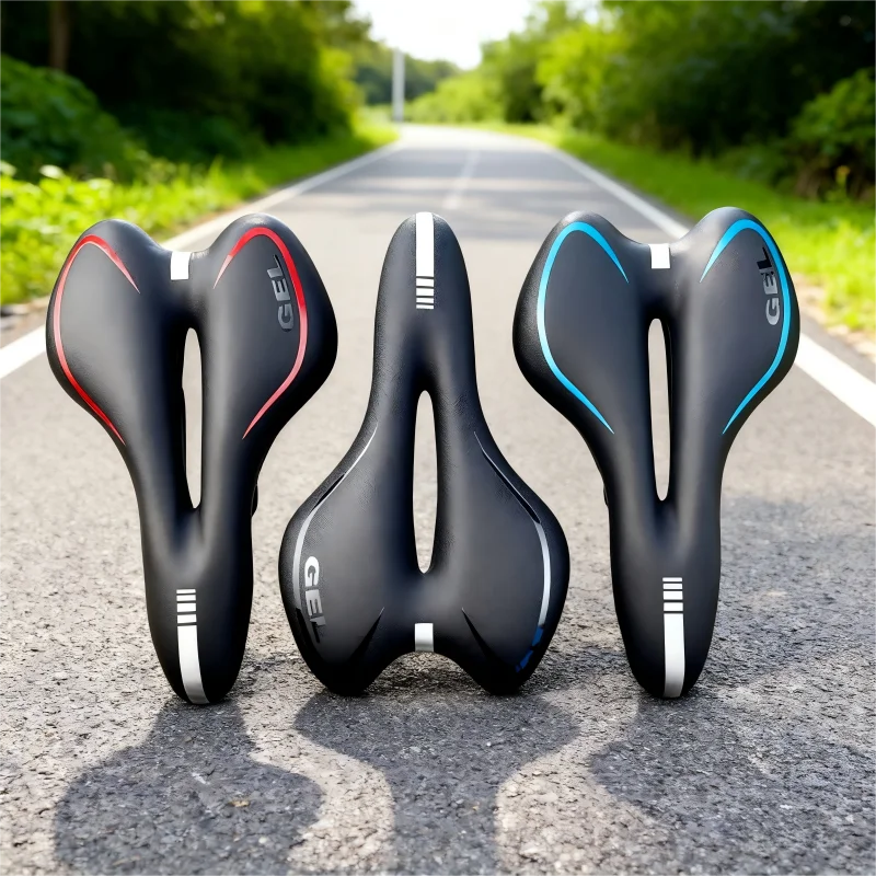 편안한 충격 방지 PU 가죽 표면 사이클링 시트, 스펀지 충전 젤 타임 트라이얼 자전거 안장, 향상된 라이딩 경험 제공