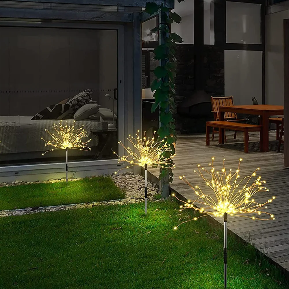 Solar Firework Light Grass Globe Dandelion 60/150/200 LED Fireworks Lamp For Garden Lawn Landscape Holiday Christmas Lights solar lamps