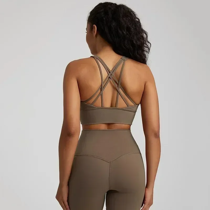 Lemon High Strength Women Fitness Bra Sweat-wicking Sports Bra Top Cross Back High Impact Comprehensive Training Jogging