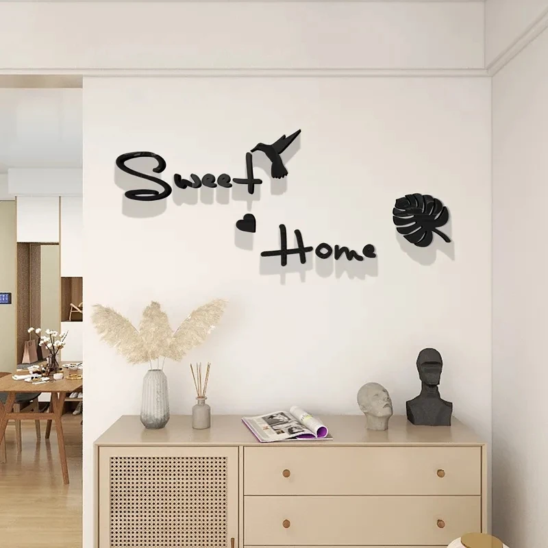 

Nordic Style Home 3D Stereo Wall Stickers Living Room TV Background Wall Decoration Decals Bedroom Text Acrylic Wall Stickers