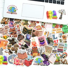 

50pcs Retro Reading Stickers For Notebooks Scrapbook Scrapbooking Material Kscraft Laptop Stationery Book Sticker Craft Supplies