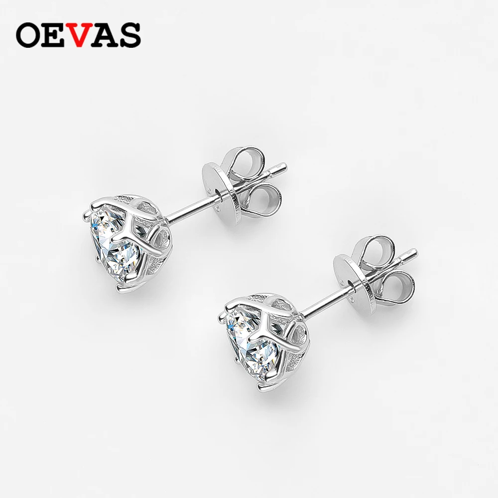 Oevas Real 0.5/1/2 Carati D Color Moissanite Orecchini A Bottone 100% 925 Sterling Silver Sparkling Engagement Party Gioielleria Raffinata