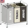 Sturdy 3-Bag Laundry Sorter Rolling Cart with Durable Steel Frame and Heavy Duty Casters Convenient Laundry Organization 1