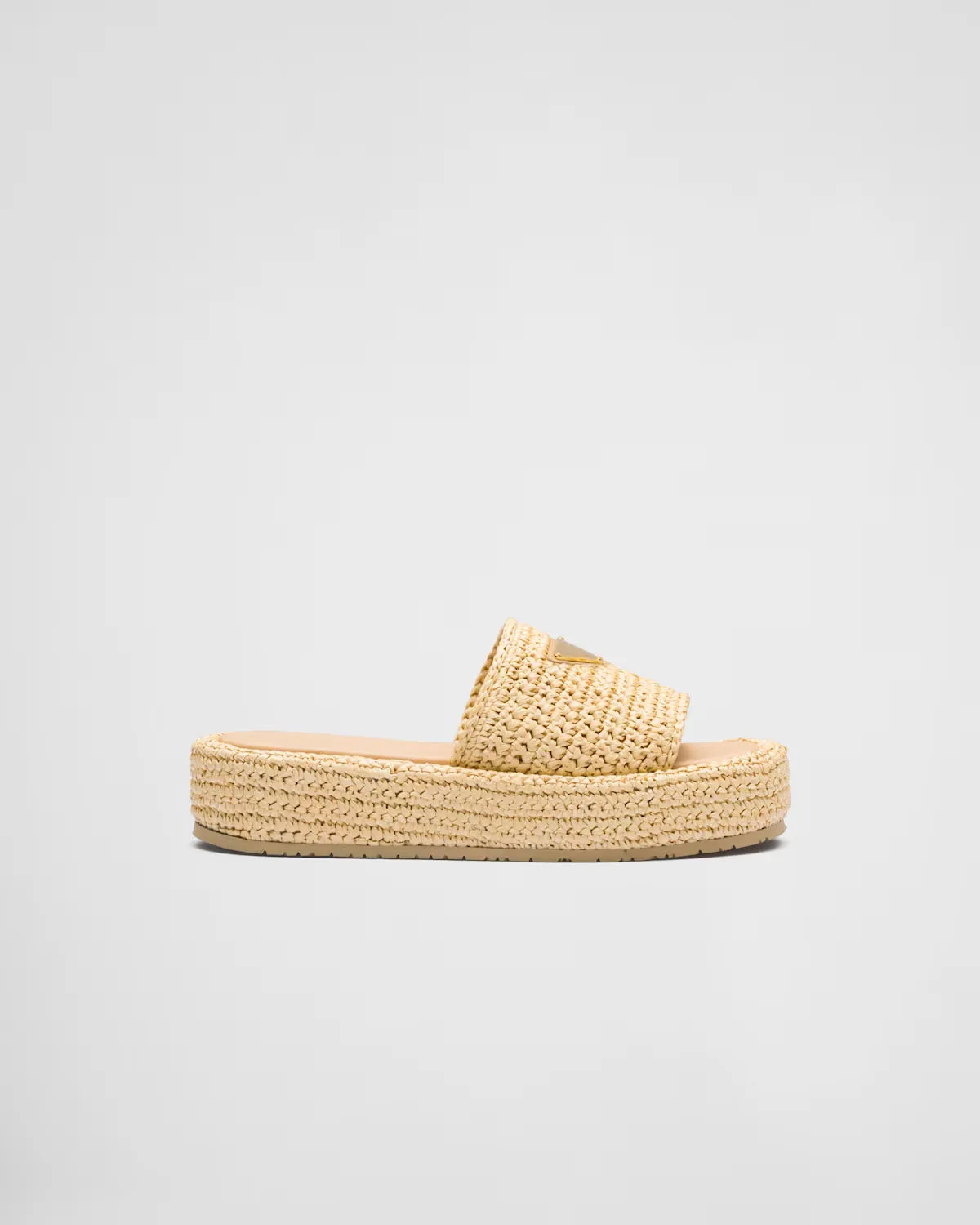 Crochet Flatform Slides Black Natural Raffia-effect Yarn Flatform Sole