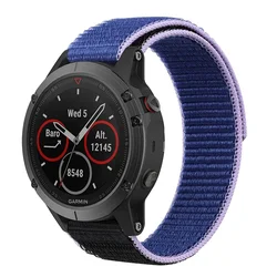 Breathable Nylon Loop Strap - 22mm/26mm Adjustable Watchband - Garmin fenix 6x (Blue black)