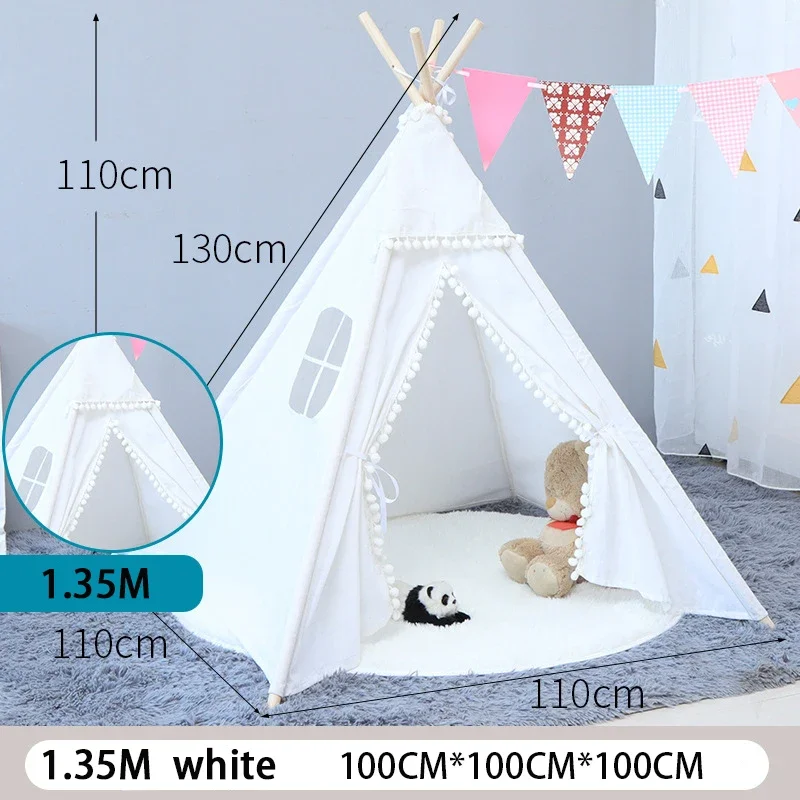 Children's Tent Teepee Tent For Kids Portable Tipi Infantil House For Children Cabana Kids Tents Decoration Carpet LED Lights 6