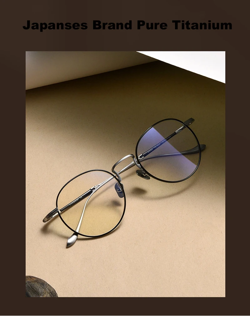 Japanische Marke Runde Reines Titan Brille Rahmen Männer Frauen Ultra-Licht 10g M3058 Mode Vintage Brillen Brillen Oculos – Detail 3