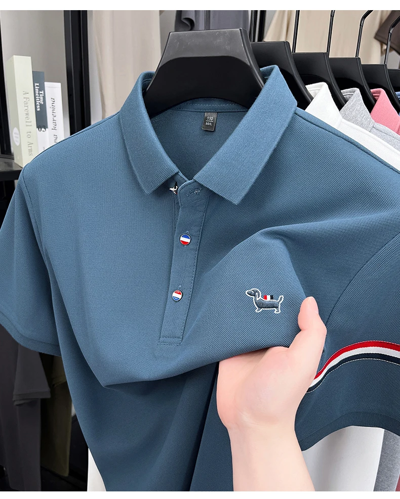 Fashion puppy embroidery men's short sleeve polo shirt luxury brand striped decoration summer breathable business casual T-shirt 13 Sde6943c79e1044d5a265efc3cdd6deb3M