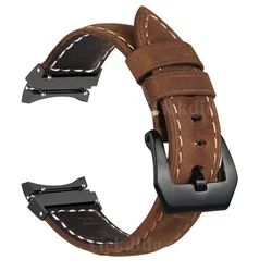 Premium Genuine Leather Watch Strap - Enhanced Design for Galaxy Watch 5 Pro (Brown Black Buckle)