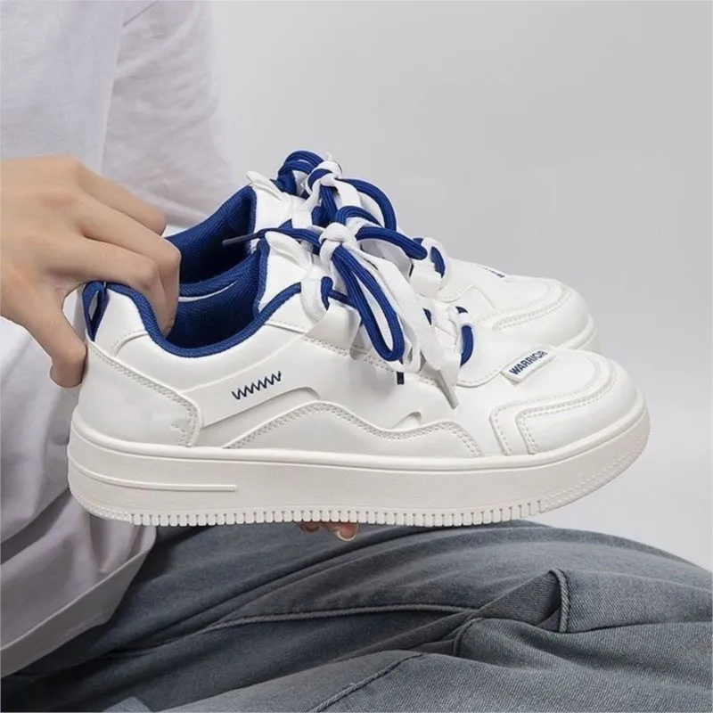 Zapatillas Mujer Trendy Leather Platform Sneakers Lace-up White Shoes Tenis Breathable Socofy Casual Sports Shoes Women 6933