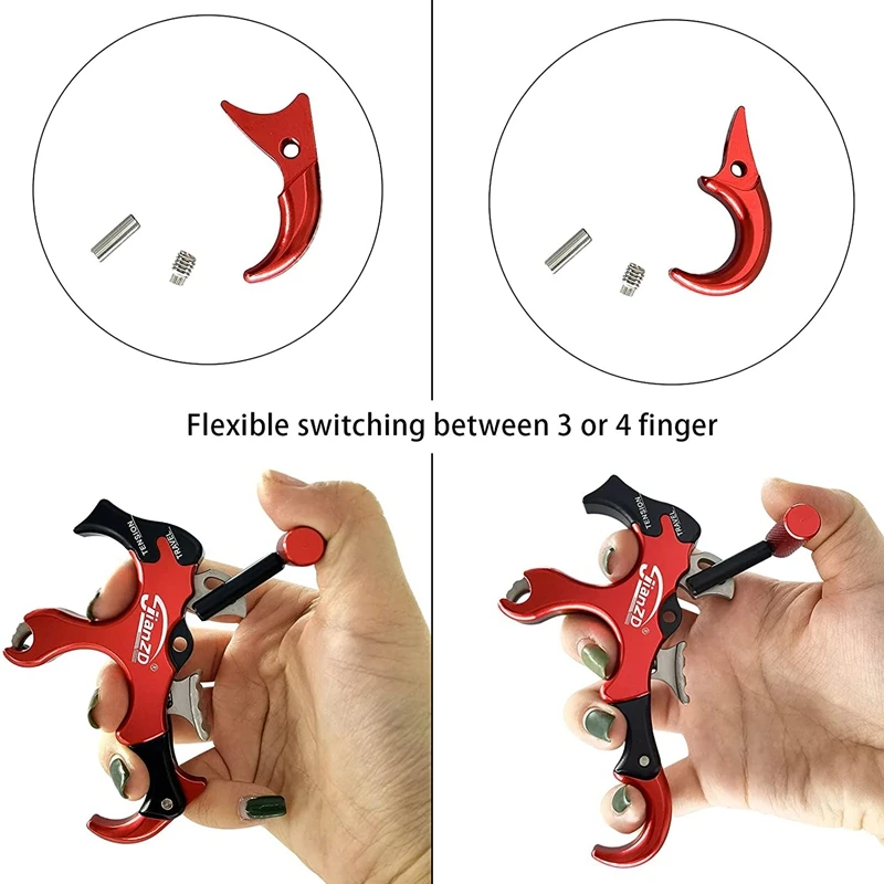 JIANZD Verbindung Bogen Hilfe Releaser 3/4 Finger Daumen Release Aids Verbindung Bogen Release Hilfe Für Bogenschießen Hand Grip – Detail 7