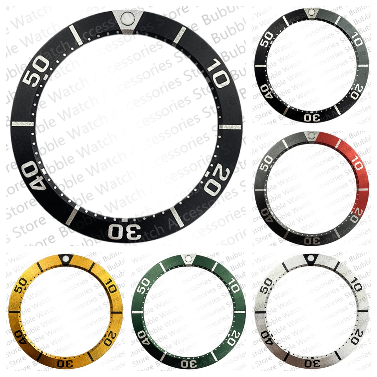40MM×31.5MM Black Yellow Green White Aluminium flat Bezel Insert Fit for Skx Ocean Series Men's Mechanical Watch