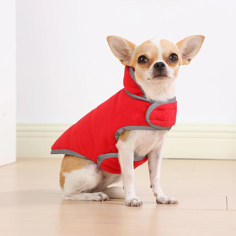 Reversible Dog Coat For Winter Fleece Warm Puppy Jacket With Leash Hole Waterproof Pets Jacket For Small Medium Dogs Chihuahua