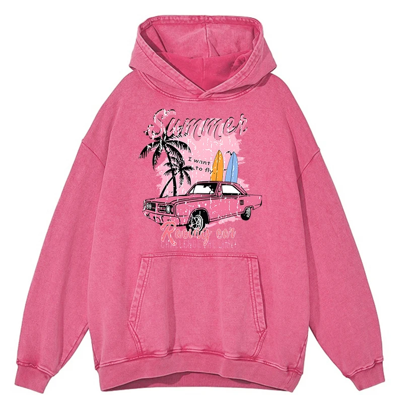 thumbnail image 1 of Sudadera con capucha para hombre, estilo retro desgastado, con diseño de coche de carreras Challenge The Limit, de gran tamaño, 100 % algodón, estilo hip hop, informal, 1 of 4