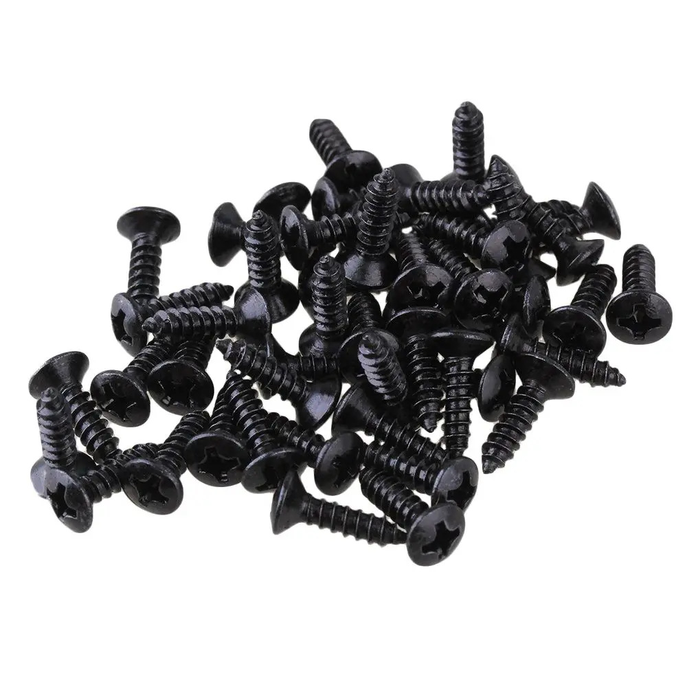

50x Guitar Screws Parts for Scratchplates Pickguard Black