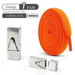 Elastic No - Tie Press Lock Shoelaces for Sneakers and Shoes - Kids & Adults (Orange)