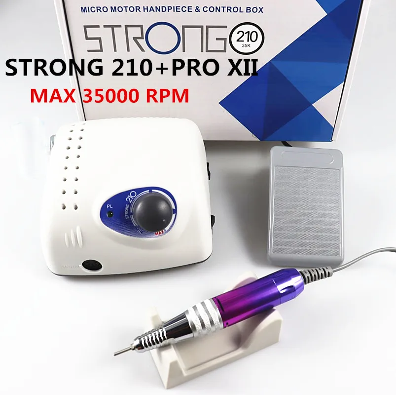 Strong 210 PRO XII Nail Drill 65W 35000 Machine Cutters Manicure Electric Nail Drill Milling Manicure Machine Polish Nail File 4