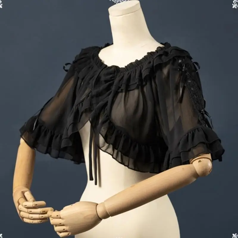 39BD Elegante Lolitas reine Schal Hochzeit Braut Frauen Capes Elegant einfacher Schal – Detail 10