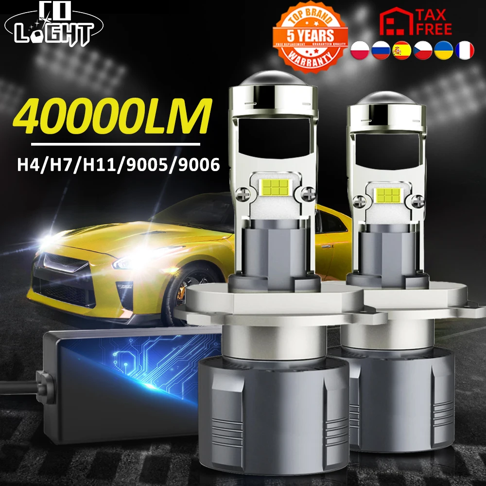 Ampoule LED H7 pour phares de voiture, Kit de 2 pièces, H1 H4 9005 9006  H11, 12V, pour voiture 20000LM 50W 6000K, blanc COB - AliExpress